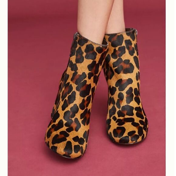 Anthropologie Matisse Grove Calf Hair Leopard Leather Ankle Boots - Picture 5 of 13